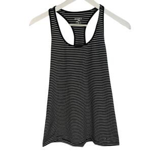 Brooks Womens Black White Stripe Bring It Racerback Tank Top W-116 Sz M